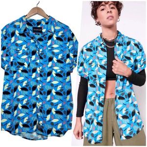 Wildfang | Women | The Empower Tropical Punch SS Button Up Shirt | Size Large